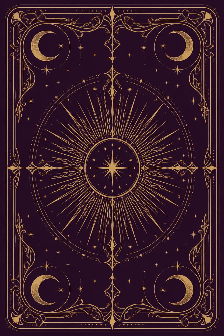 Ornate gold and purple tarot card back for the Past position